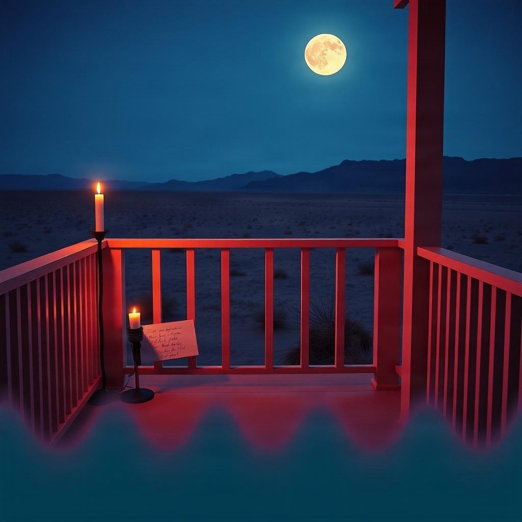 Moonlit porch with candles